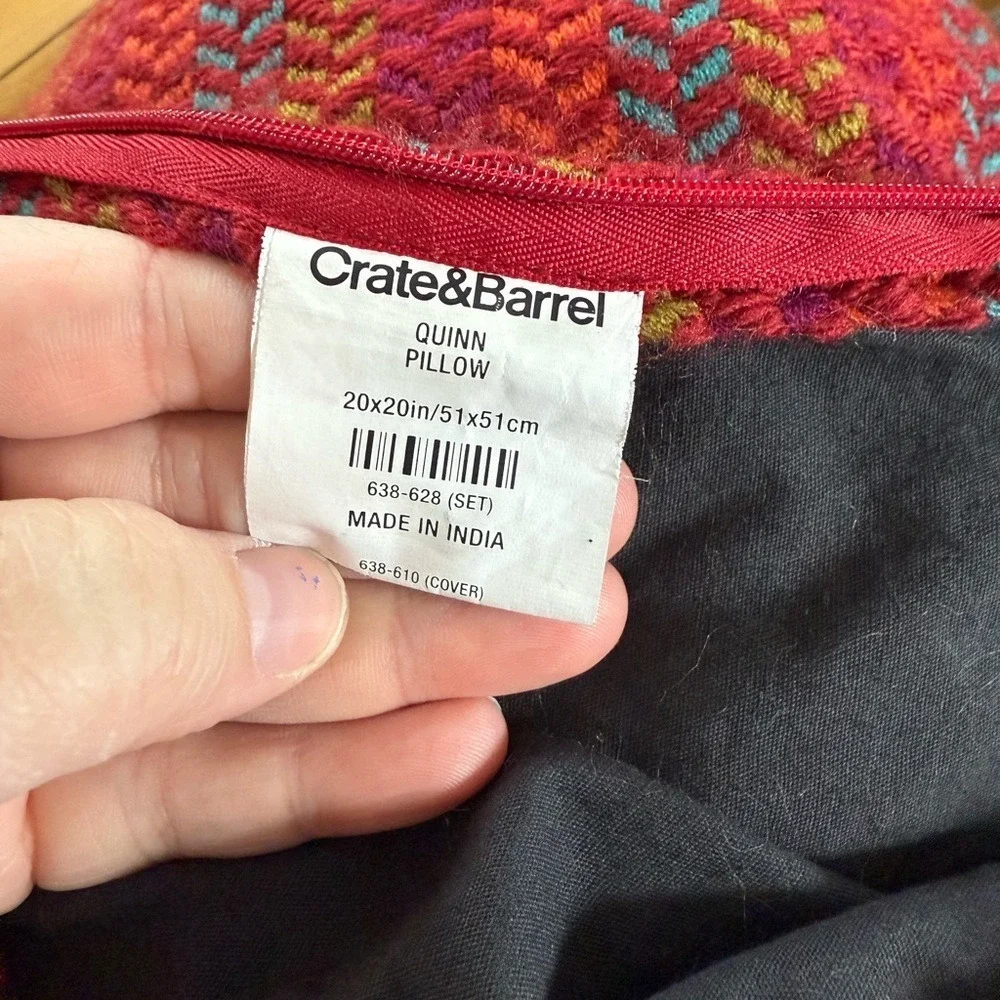 Crate & Barrel Quinn pillow set red‎ stripes